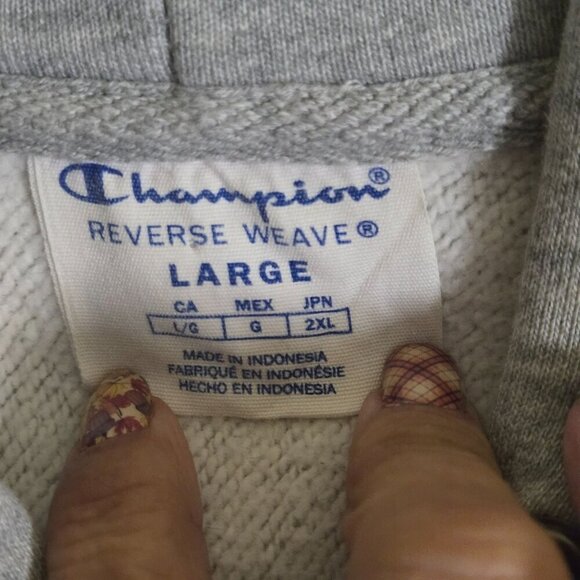Champion Reverse Weave Front Back Unique Logo Hoodie Size L - Picture 6 of 7